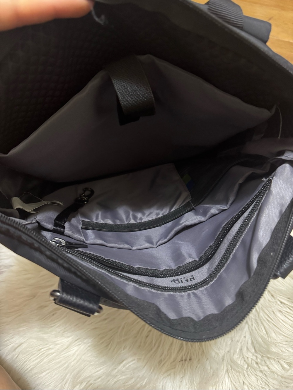 Sleek Black Nylon Tote Backpack - Picture 6 of 8